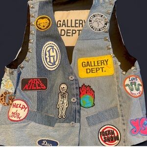 Gallery Dept Blue Denim Vest with Colorful Patches